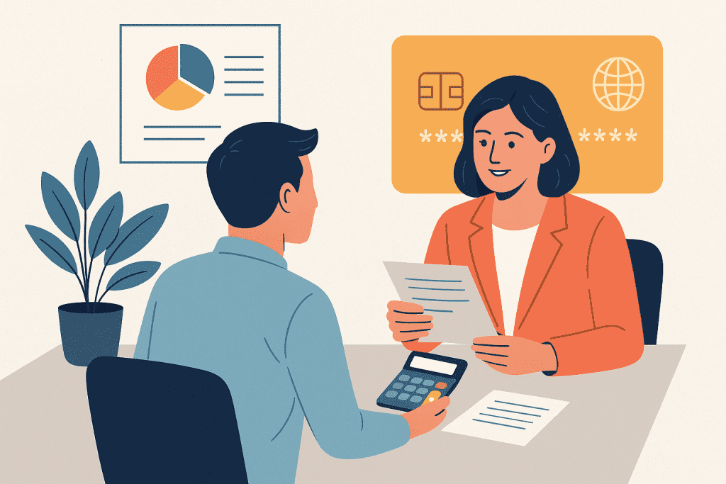 Client meeting with a certified credit counselor - credit card debt relief
