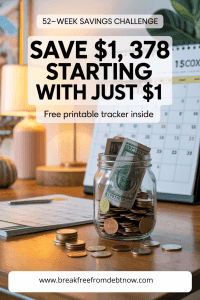 Savings challenge with money jar